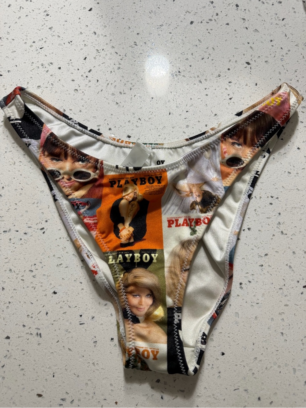 Cheeky Playboy Print Bikini Bottoms in Multicolor